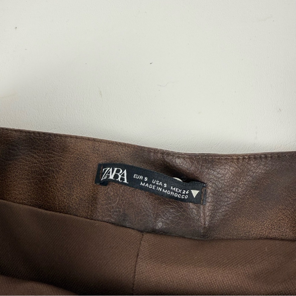Zara Brown Faux Leather Tube Top - Picture 2 of 4